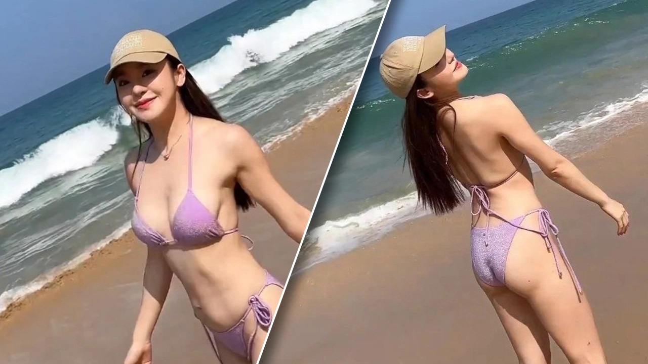 Napasasi Surawan releases a hot shot, wearing a bikini, spreading hotness on the beach